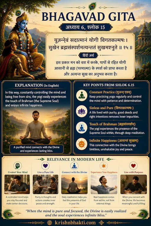 भगवद गीता 6.15 — लगातार अभ्यास करने वाले को मिलती है वो शांति जो कहीं और नहीं मिलती