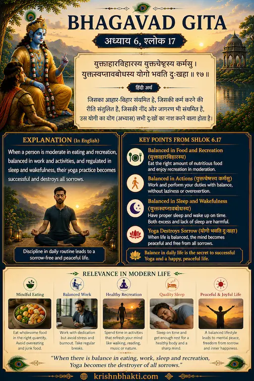Bhagavad Gita 6.17 — Balance in Eating, Rest, Work and Sleep Is What Actually Ends Suffering