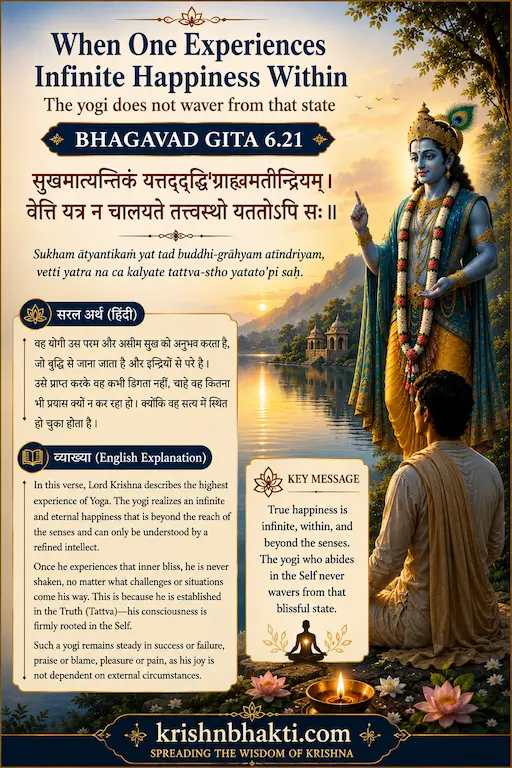 भगवद गीता 6.21 — वो सुख जो इंद्रियों से नहीं मिलता — बुद्धि से मिलता है, और फिर कभी नहीं जाता