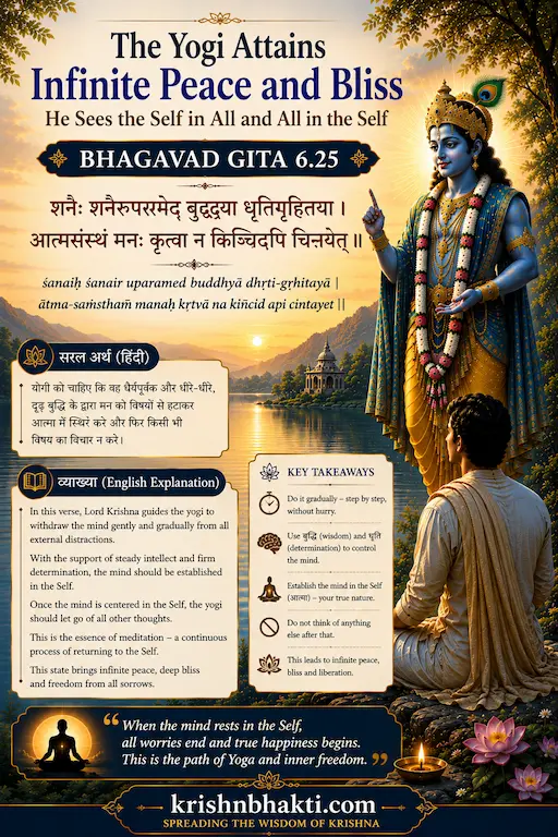 भगवद गीता 6.25 — एक झटके में नहीं, धीरज और बुद्धि से मन को शांत करो
