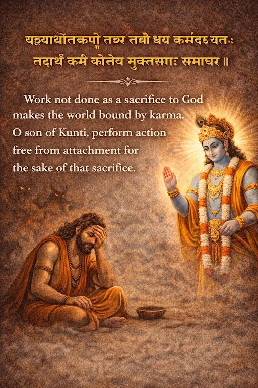 “काम की थकान या मन का बोझ? जानिए कृष्ण का 'यज्ञ' फॉर्मूला!”