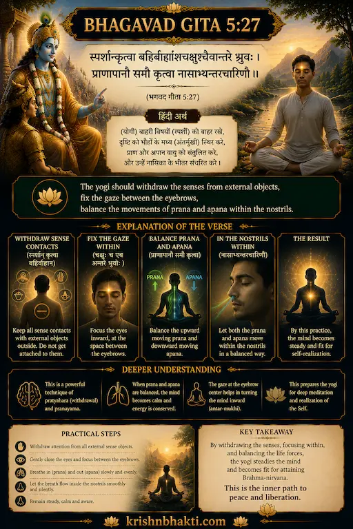 भगवद गीता 5.27 — जब मन हर तरफ भागे, तो गीता यही करने को कहती है