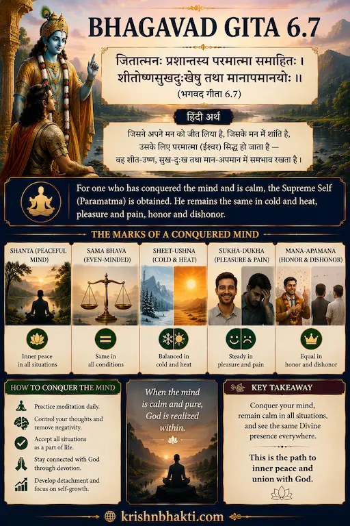 Bhagavad Gita 6.7 — When the Mind Is Mastered, Heat and Cold, Praise and Insult All Feel the Same